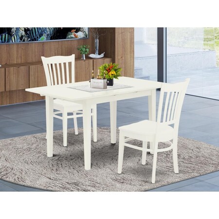 East West Furniture 3 Piece Norfolk Modern Dinette Set - Linen White NOGR3-WHI-W